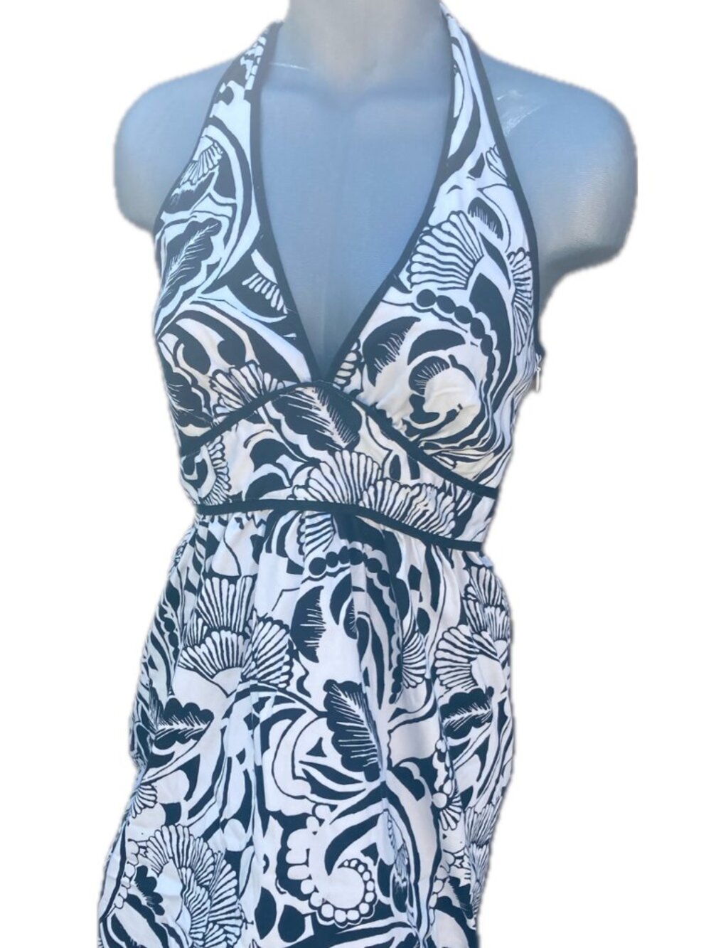 A.N.A A New Approach Black White Halter Dress Size 6 RN 93677